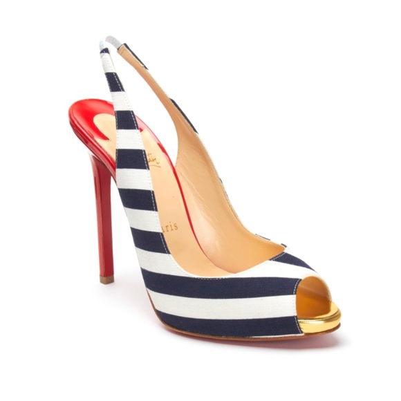 Christian Louboutin Shoes - Christian Louboutin Flo Sling 120 Canvas Shoes Peep Toe Heels 41